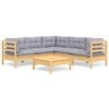 vidaXL 6-tlg. Garten-Lounge-Set mit Grauen Kissen Kiefer Massivholz