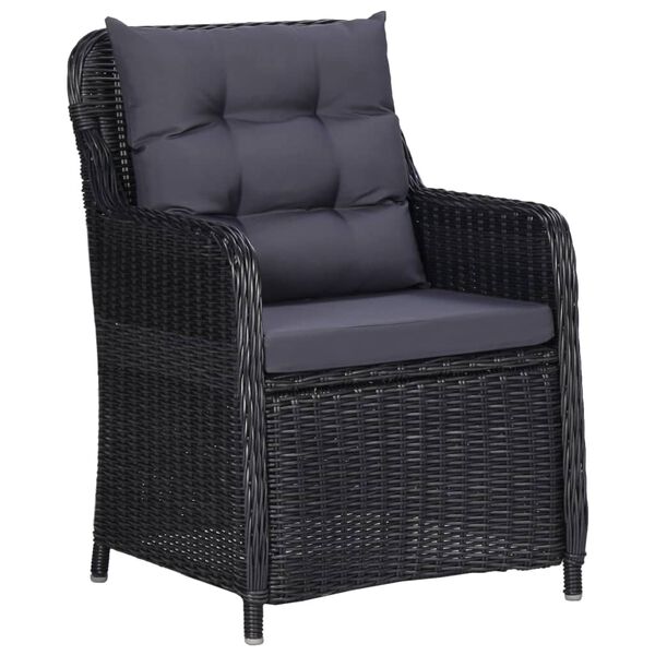 vidaXL Gartenst&uuml;hle 2 Stk. mit Teetisch Poly Rattan Schwarz