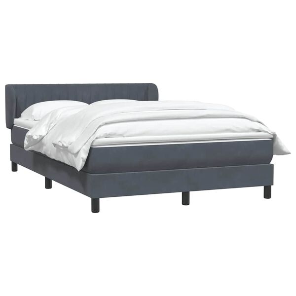 vidaXL Boxspringbett mit Matratze Dunkelgrau 140x220 cm Samt