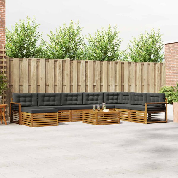 vidaXL Sofagarnituren 9 pcs Natur und Anthrazit Massivholz Akazie