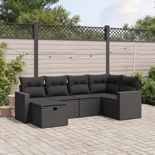 vidaXL 6-tlg. Garten-Sofagarnitur mit Kissen Beige Poly Rattan