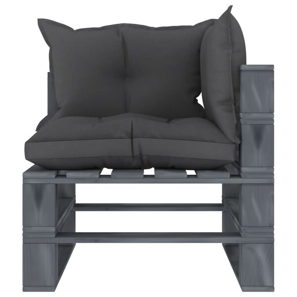 vidaXL Garten-Paletten-Ecksofa mit Kissen in Schwarz Holz