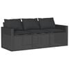 vidaXL 6-tlg. Garten-Sofagarnitur mit Kissen Schwarz Poly Rattan