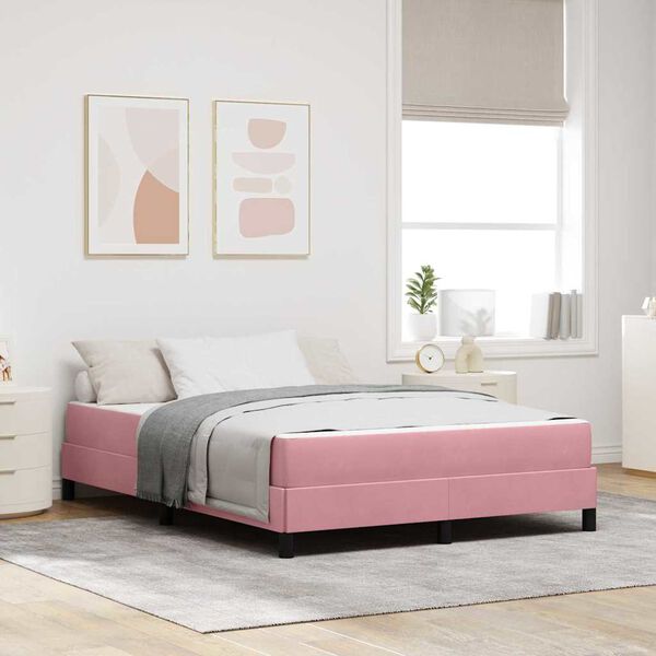 vidaXL Boxspringbett mit Matratze Rosa 160 x 210 cm Stoff