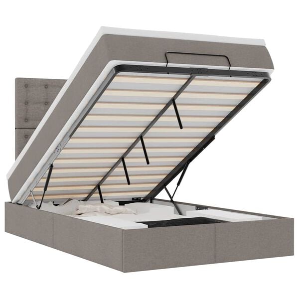 vidaXL Ottoman-Bett mit Matratze Taupe 120x200 cm Stoff