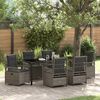 vidaXL Garten Essgruppe 7 pcs Grau Poly-Rattan