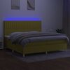vidaXL Boxspringbett mit Matratze & LED Gr&uuml;n 200x200 cm Stoff