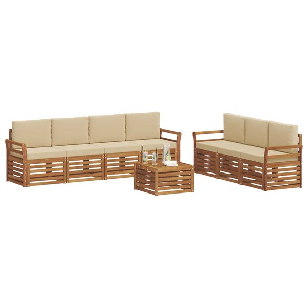 vidaXL Sofagarnituren 8 pcs Natur und Beige Massivholz Akazie