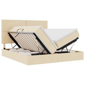 vidaXL Aufbewahrungsbett mit Kopfteil Creme 180 x 200 cm Stoff