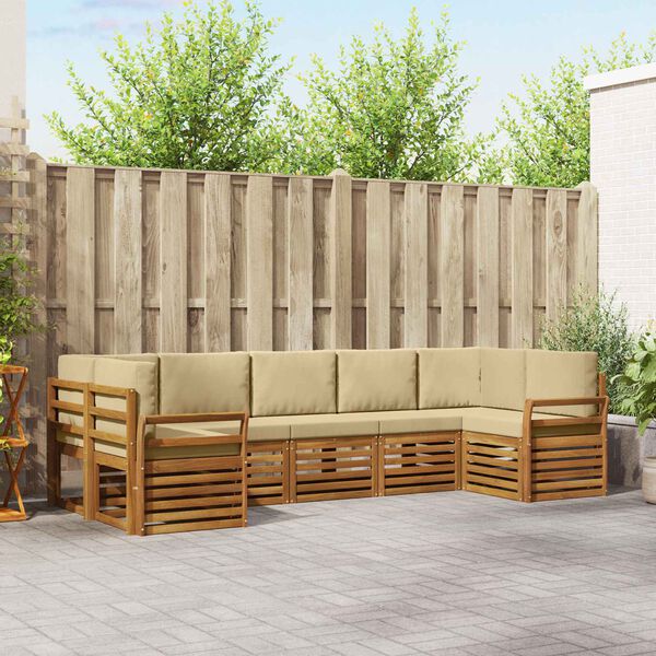 vidaXL Sofagarnituren 7 pcs Natur und Beige Massivholz Akazie