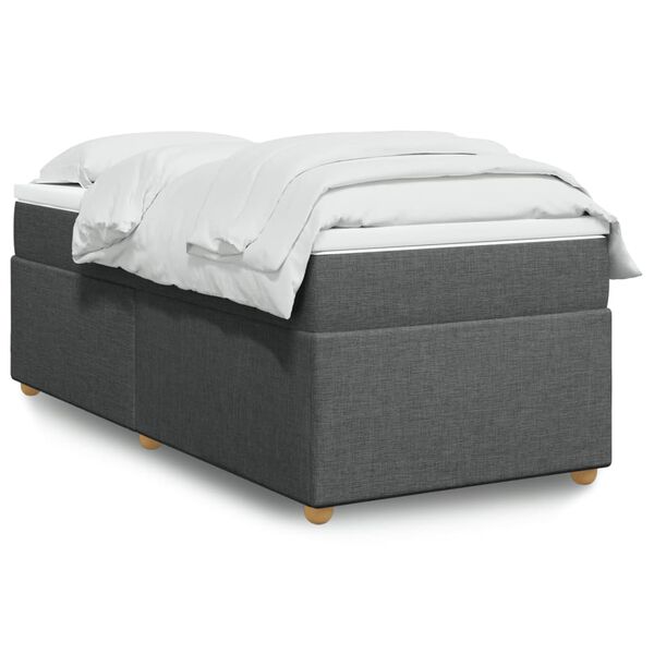 vidaXL Boxspringbett mit Matratze Dunkelgrau 90x190 cm Stoff