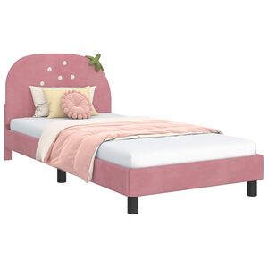 vidaXL Kinderbettgestell mit Kopfteil Rosa 90 x 190 cm Samt