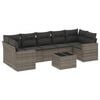 vidaXL 8-tlg. Garten-Sofagarnitur mit Kissen Grau Poly Rattan