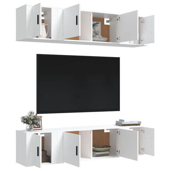 vidaXL 6-tlg. TV-Schrank-Set Wei&szlig; Holzwerkstoff