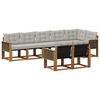 vidaXL Outdoor-Sofagarnitur mit Kissen 8 pcs Nat&uuml;rlich und Hellgrau
