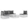 vidaXL 5-tlg. Garten-Lounge-Set mit Kissen Wei&szlig; Stahl