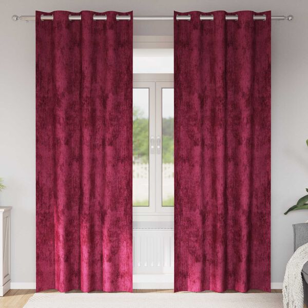 vidaXL Samtvorhänge mit Vorhängen 2 pcs Weinrot 245 x 140 cm Samt