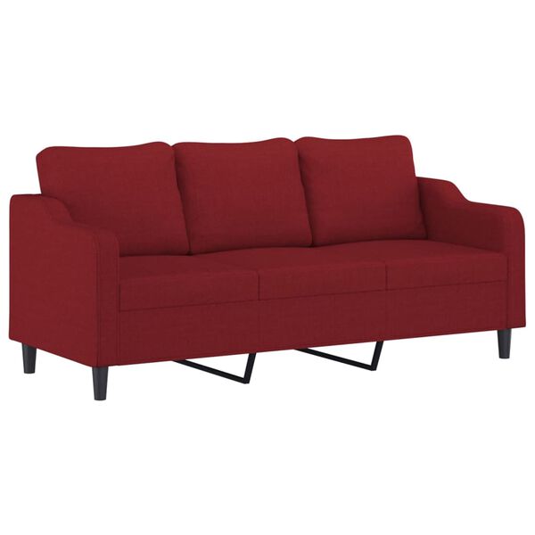 vidaXL 3-Sitzer-Sofa mit Kissen Weinrot 180 cm Stoff