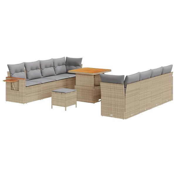 vidaXL Gartensofa-set mit Kissen 12 pcs Beige und Hellgrau Poly-Rattan