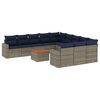 vidaXL 12-tlg. Garten-Sofagarnitur mit Kissen Grau Poly Rattan