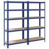 vidaXL Lagerregale mit 5 B&ouml;den 2 Stk. Blau Stahl & Holzwerkstoff