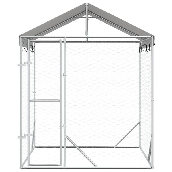 vidaXL Outdoor-Hundezwinger mit Dach Silber 2x2x2,5 m Verzinkter Stahl