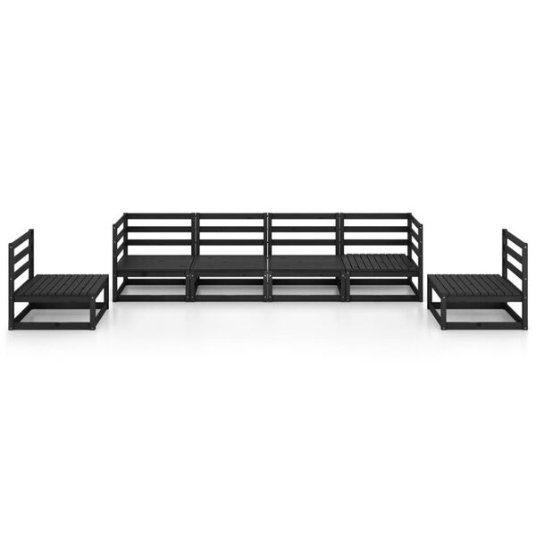vidaXL 6-tlg. Garten-Lounge-Set Schwarz Massivholz Kiefer