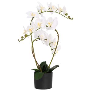 vidaXL K&uuml;nstliche Orchideenpflanze mit Topf Wei&szlig; 45 x 15 x 65 cm