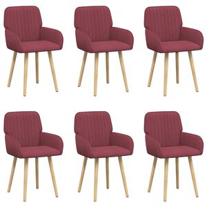 vidaXL Esszimmerst&uuml;hle 6 stk. Stoff Weinrot 56,5 x 50 x 87,5 cm