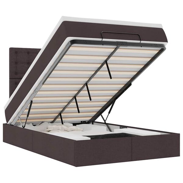 vidaXL Ottoman-Bett mit Matratze & LEDs Dunkelbraun 120x200 cm Stoff