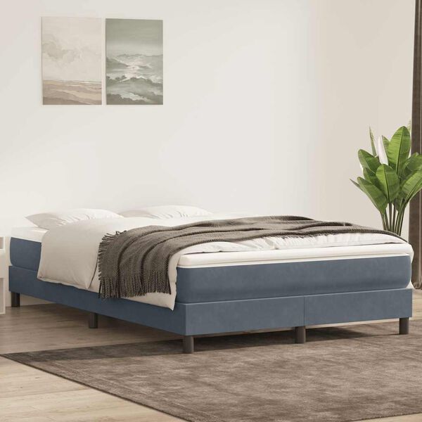 vidaXL Boxspringbett mit Matratze Dunkelgrau 160x210 cm Samt