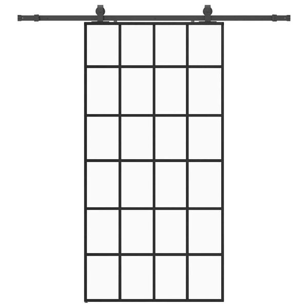 vidaXL Schiebet&uuml;r mit Beschlag Schwarz 102x205 cm ESG-Glas