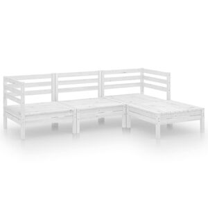 vidaXL 4-tlg. Garten-Lounge-Set Massivholz Kiefer Wei&szlig;