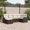 vidaXL Garten-Sofa-Set mit Kissen mit Speicher 6 pcs Braun Poly Rattan