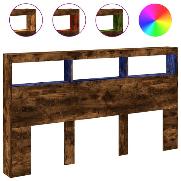 vidaXL LED-Kopfteil mit Ablage R&auml;uchereiche 180x17x102 cm