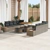 vidaXL Gartensofa-set mit Kissen mit Speicher 11 pcs Grau Poly Rattan