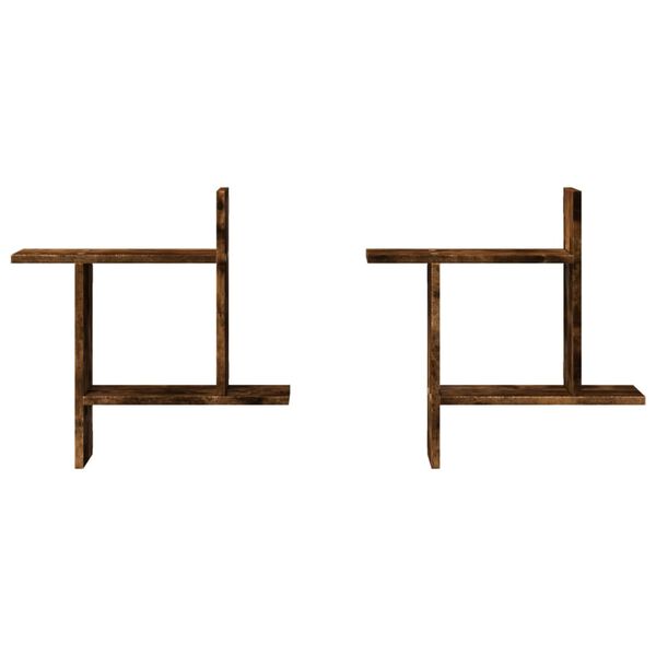 vidaXL Wandregale 2 Stk. R&auml;uchereiche 50x12x50 cm Holzwerkstoff