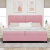 vidaXL Boxspringbett mit Matratze mit Kopfteil Rosa 200 x 200 cm Stoff
