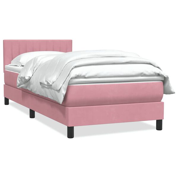 vidaXL Boxspringbett mit Matratze Rosa 100x210 cm Samt