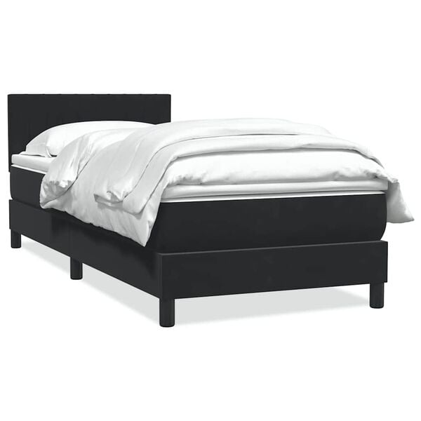 vidaXL Boxspringbett mit Matratze Schwarz 90x210 cm Samt