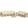 vidaXL Outdoor-Sofagarnitur 9 pcs Natur und Creme Massivholz Akazie