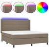 vidaXL Boxspringbett mit Matratze & LED Taupe 160x200 cm Stoff