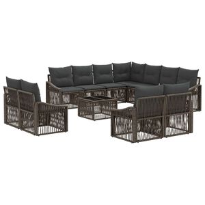vidaXL Gartensofa-set 12 stk. Grau Poly-Rattan