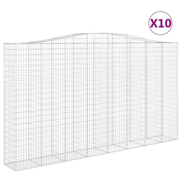 vidaXL Gabionen mit Hochbogen 10Stk. 400x50x220/240cm Verzinktes Eisen