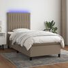 vidaXL Boxspringbett mit Matratze & LED Taupe 90x200 cm Stoff