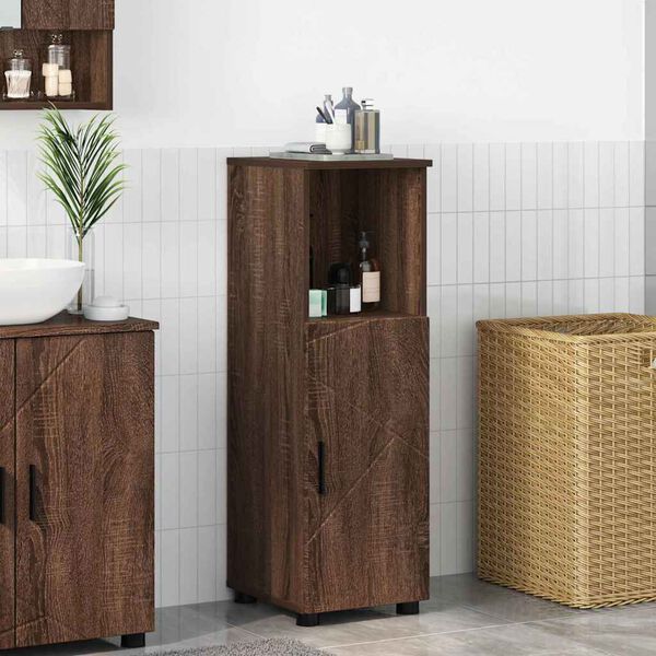 vidaXL Badezimmerschrank mit T&uuml;r Braun Eichen-Optik 30 x 35 x 95 cm