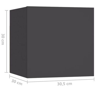 vidaXL Nachttisch Grau 30,5x30x30 cm Holzwerkstoff