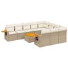 vidaXL 11-tlg. Garten-Sofagarnitur mit Kissen Beige Poly Rattan