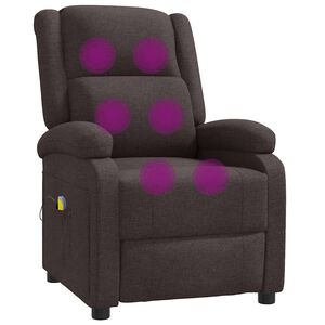 vidaXL Ohrensessel mit Massagefunktion Dunkelbraun Stoff
