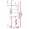 vidaXL Hochschrank Betongrau 70x42,5x225 cm Holzwerkstoff